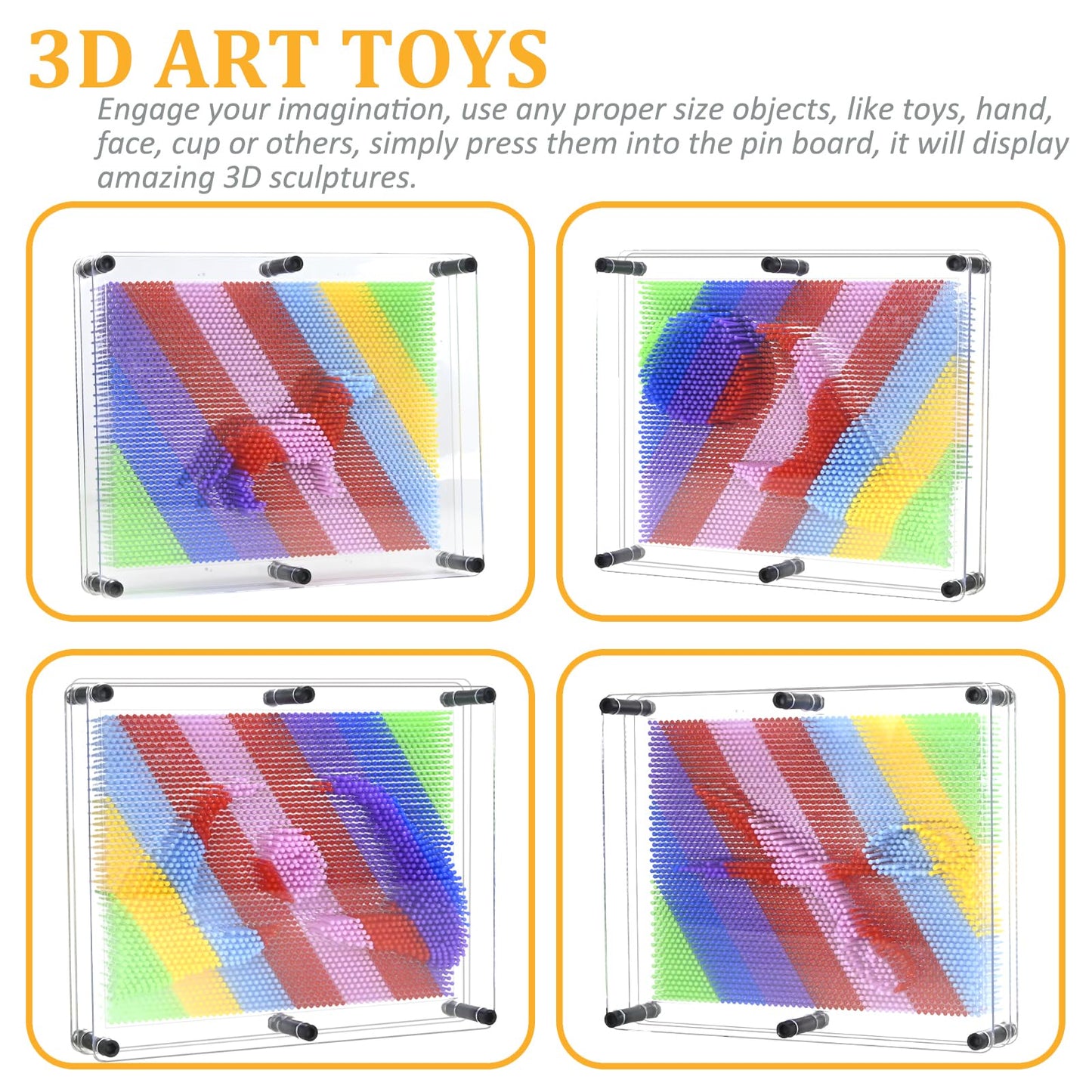MICKYU 3D Pin Art Toy - Autism Sensory Board Game, 8x10 inches, Colorful Plastic, Model MY21112901