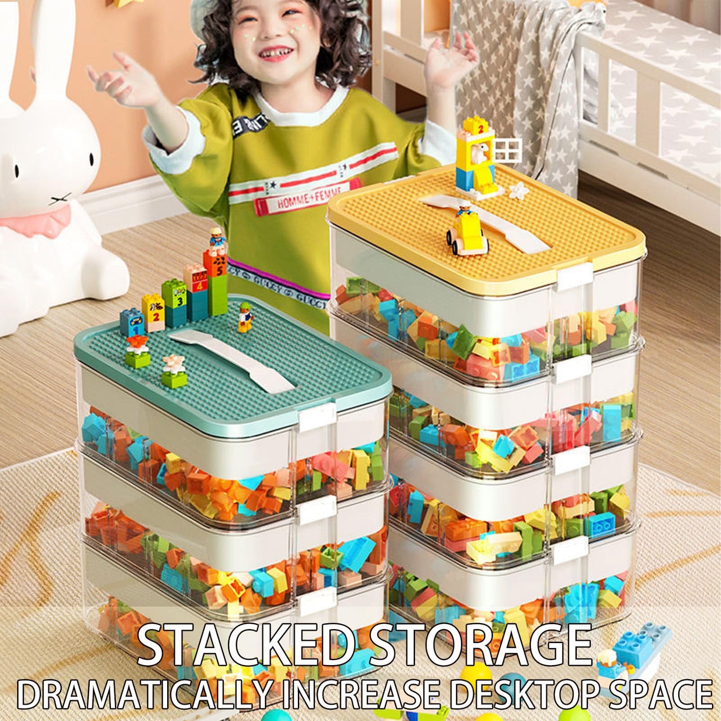 compatible Lego Box Toy Organizer Bins Building Blocks Storage Containers with Compartments Lids Compartment for Plastic Stackab