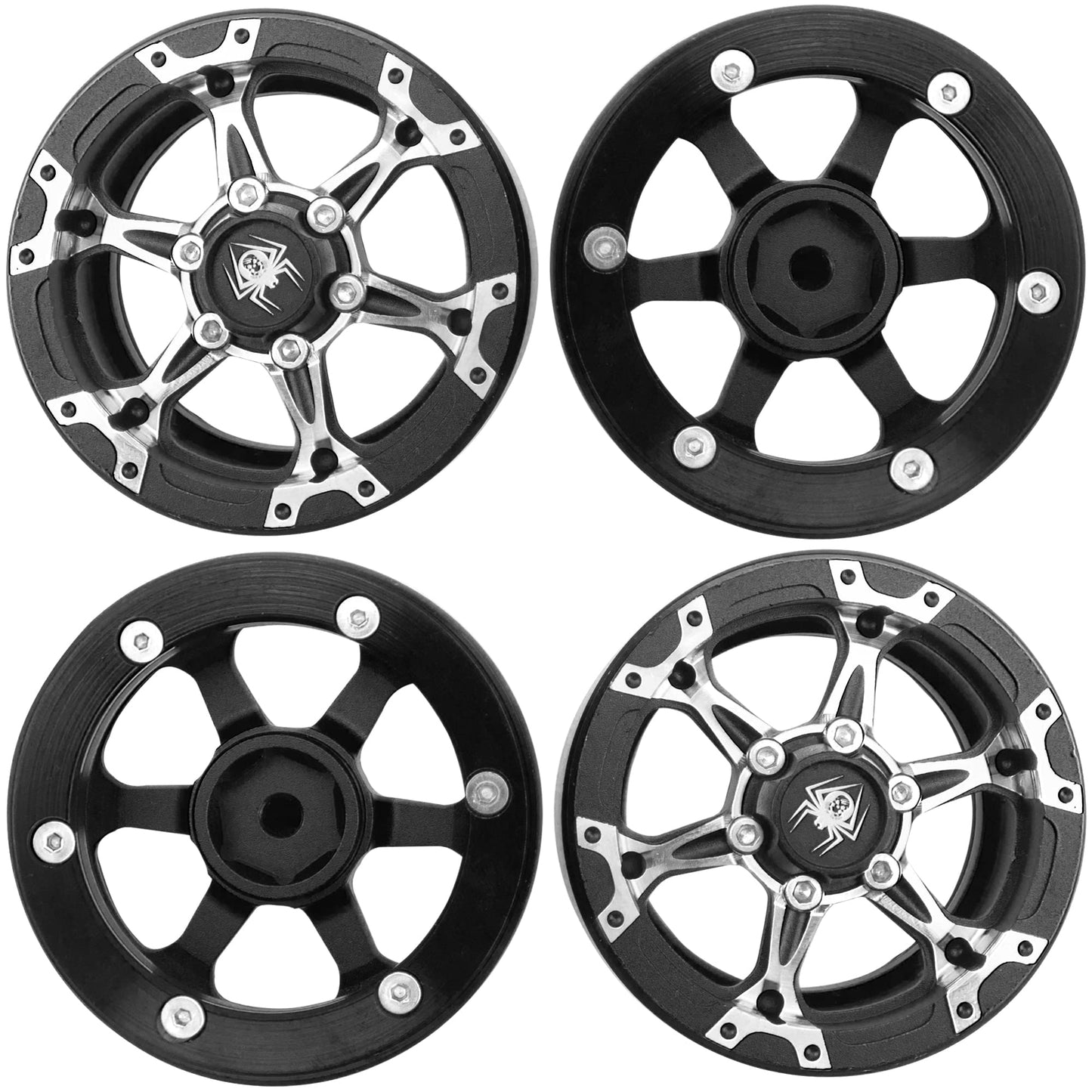 4Pack Vgoohobby 1.9 Metal Beadlock Wheels RC Wheel Rim Set 6-Spoke Compatible with Traxxas TRX4 Axial SCX10 AXI03007 Tamiya CC01