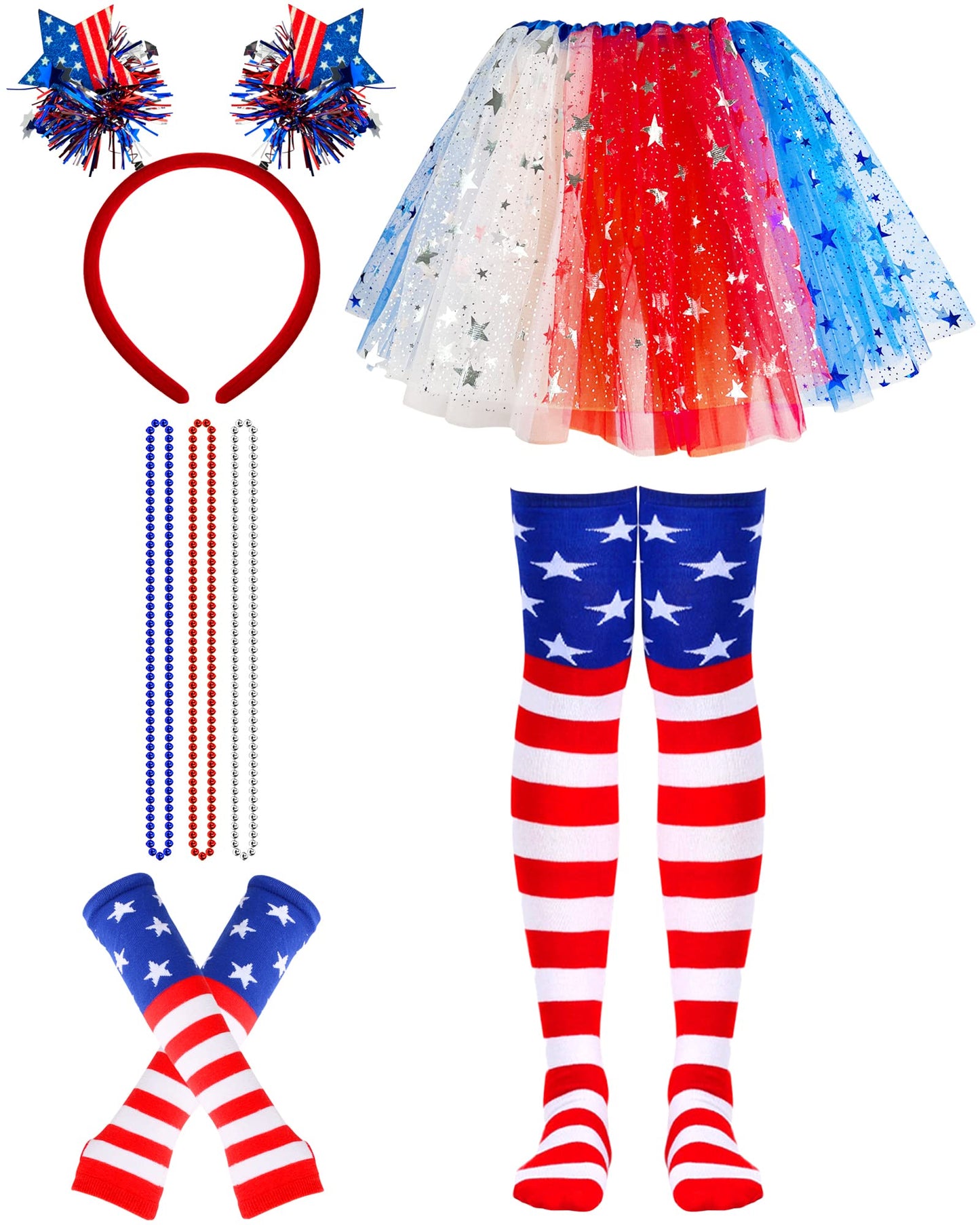 Red White And Blue Tutu 4Th Of July Costume Accessories Set Independence Day Costume Tutu Patriotic Costume Skirt For Women Inde