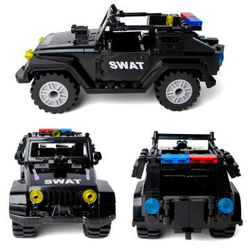 Toysvill SWAT Military Police Building Block Set for Kids | SUV + Soldiers Minifigures (12 PCS) with  and Accessories Gift