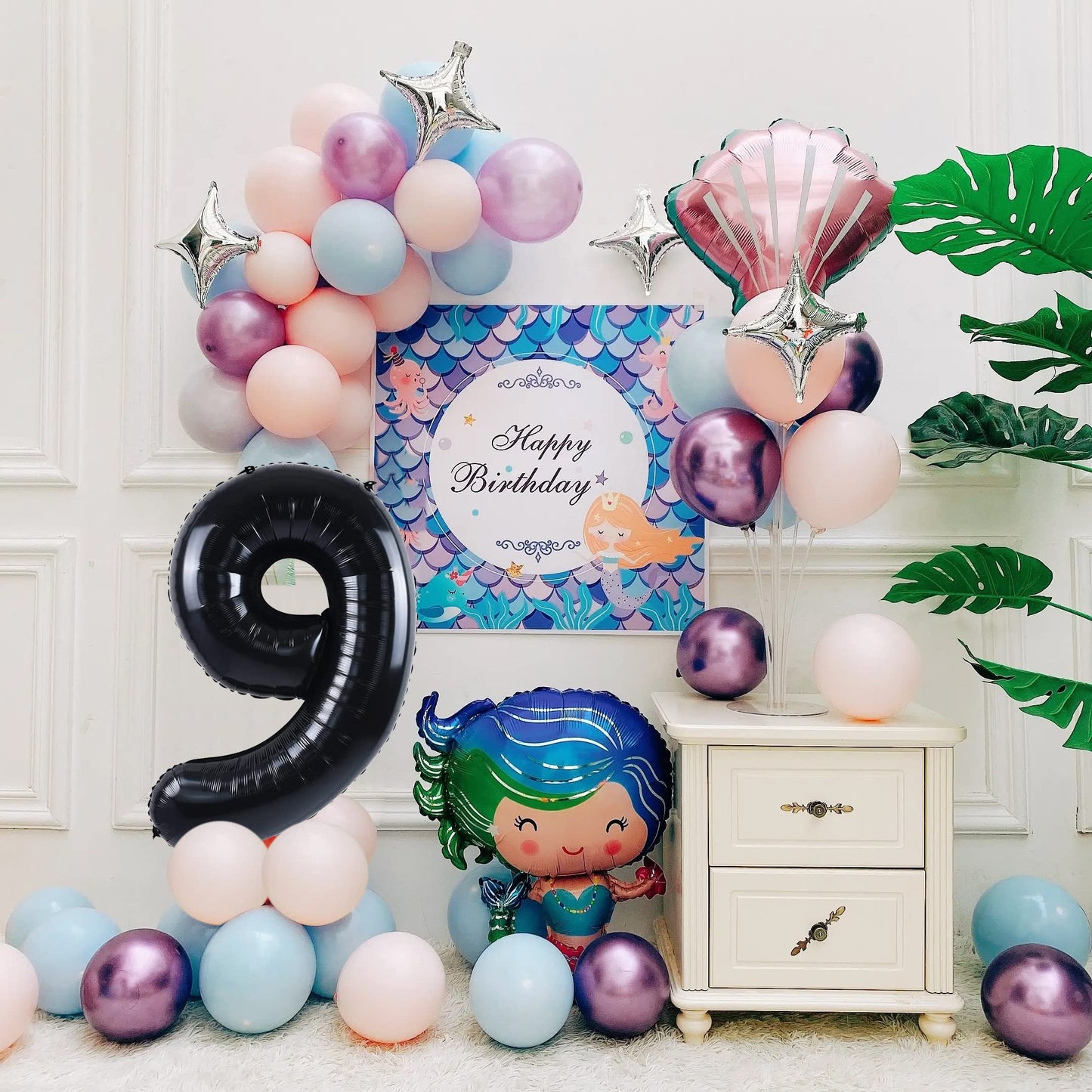Smlpuame 40 Inch Number Balloon 0-9 Black Large Number 9 Balloons,Digital Balloons For Birthday Party Celebration Decorations Su