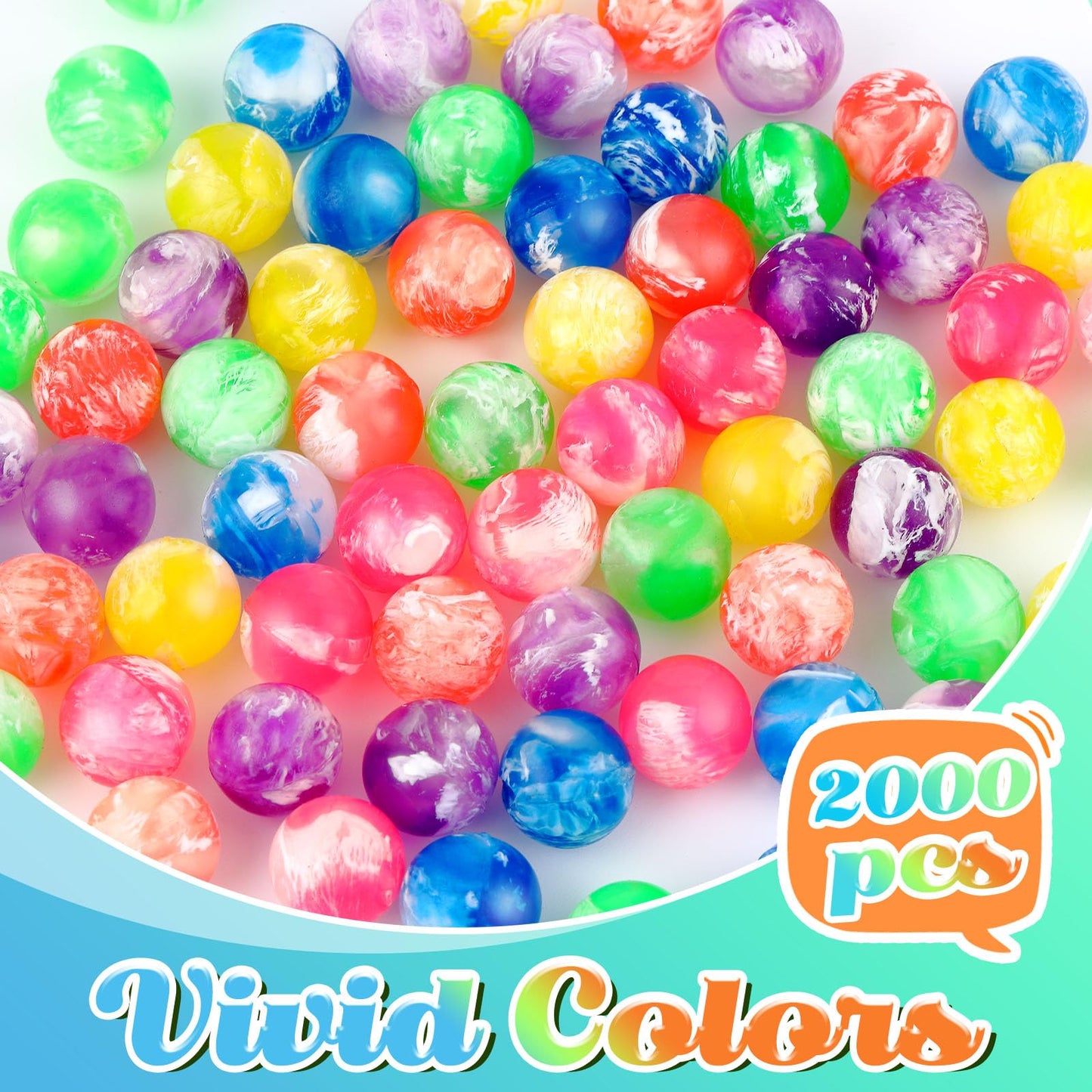 Deekin 2000 Pcs Small Multicolored Bouncy Balls 0.78 Inch Rubber High Bounce for Birthday Party Favors and Vending Machines Fillers