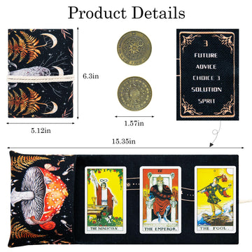 Knana 2Pcs Tarot Card Holder - Linen Tarot Deck Mat With Layout Pattern, Large Tarot Card Storage, Tarot Accessories (Mushroom)