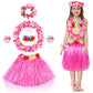 Fortuning'S Jds 40Cm Girl'S Hawaiian Hula Grass Skirt With Flowers Costume For Luau Beach Party Performance Outfits Decor