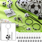 Equsion 144 Pcs Soccer Party Favors Drawstring Bags with Adjustable Bracelets Stress Balls Keychains Stickers and Wish Cards for