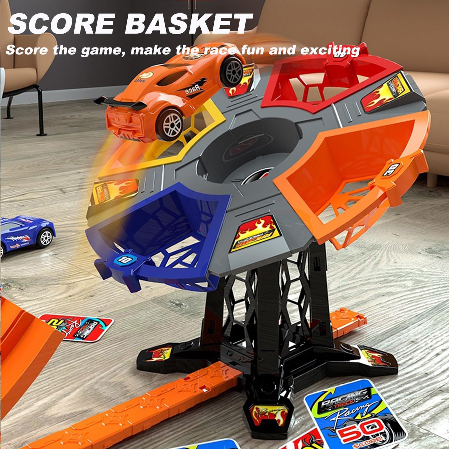 Race Track Sets, Two-Player Competitive Car Race Track Toys For Kids, 2 High Speed Race Cars, 360 Loop Track Car Toys For Boy Gi