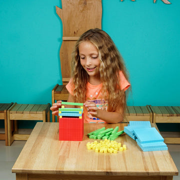 Simply Magic Foam Base Ten Blocks - 131 PCS Math Manipulatives for K-3, Assorted Colors, Ideal for Place Value Learning
