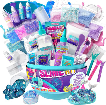 Girlzone Egg Surprise Mermaid Sparkle Slime Kit, 39 Pieces To Make Glow In The Dark Slime With Glitter Slime Add Ins, For Girls 8-12, Ideal Easter Gifts For Kids
