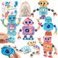 HAPGFS Wooden Robot Building Blocks Set - STEM Toys for Toddlers, 28 Pcs Montessori Fine Motor Skills Playset, Medium Size