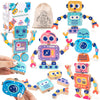 HAPGFS Wooden Robot Building Blocks Set - STEM Toys for Toddlers, 28 Pcs Montessori Fine Motor Skills Playset, Medium Size