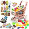 Deao Kids Shopping Cart Trolley For Groceries Toddlers 65 Food Fruit Vegetables Pretend Play Food Role Play Educational Toy Play
