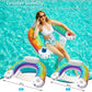 Jasonwell Inflatable Pool Float Chair - Pool Floaties Floating Pool Chair Lounge Floats For Swimming Pool Water Chair Pool Lounger With Cup Holder Pool Toy Party Floaty Adults (Rainbow-Xl)