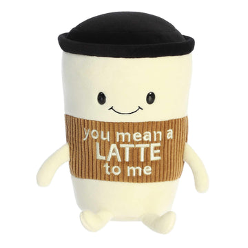 Aurora Witty Just Sayin' You Mean A Latte Stuffed Animal - Expressive Characters - Quirky Gift Ideas - White 9 Inches