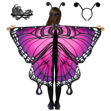 Spooktacular Creations Purple Butterfly Wing Kids  Halloween Butterfly Costume for Girls with Lace Mask and Bug Headband for Halloween Costume Party