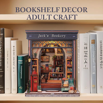 Fsolis Book Nook Kit  DIY Miniature House Kit 3D Puzzles for mature-themeds  Booknook Library Tiny House Mini Bookshelf Diorama Decor Gifts for Women Teenagers Book Lovers (Jack 's Bookery)