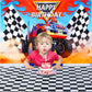Monster Truck Party Supplies Include 1 Piece Monster Truck Backdrop 1 Piece Plastic Checkered Flag Tablecloth, Happy Birthday Mo