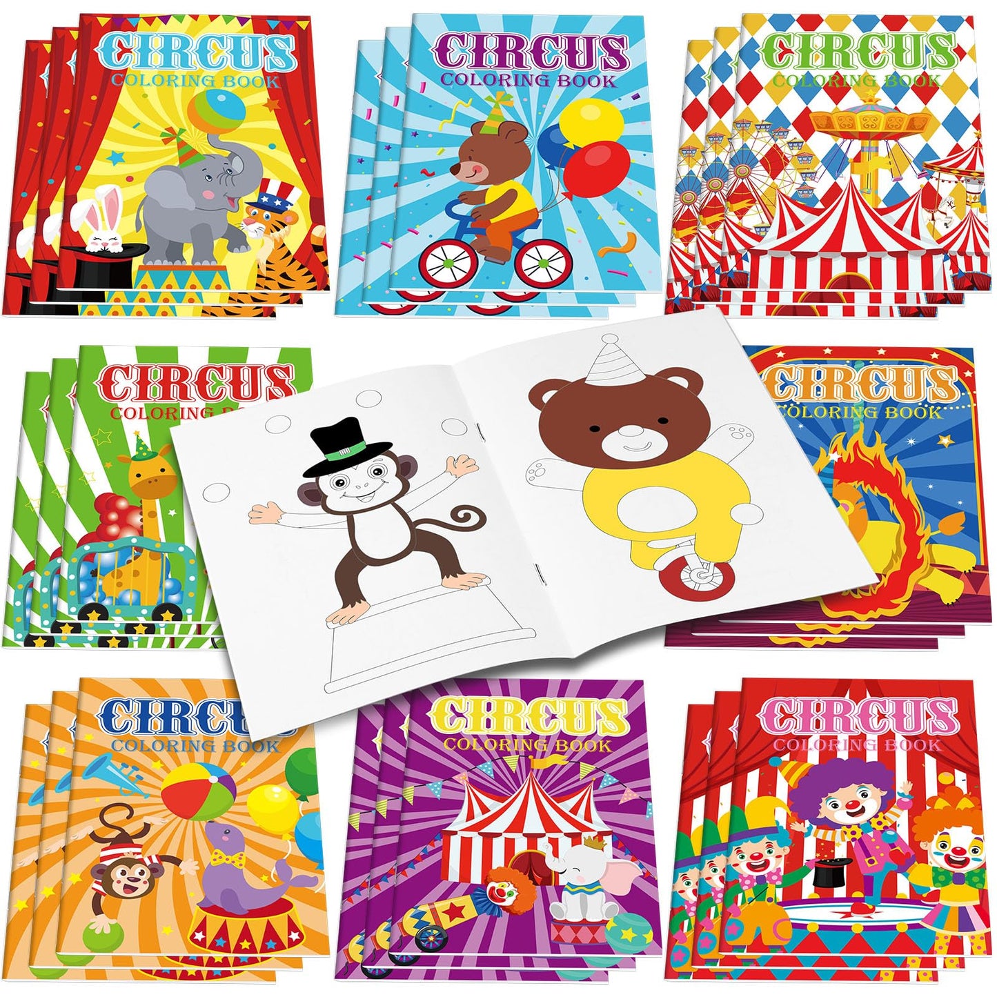 Faccito 24 Pcs Mini Circus Coloring Books Bulk Circus Painting Book Small Color Drawing Booklets DIY Drawing Activity Book Circu