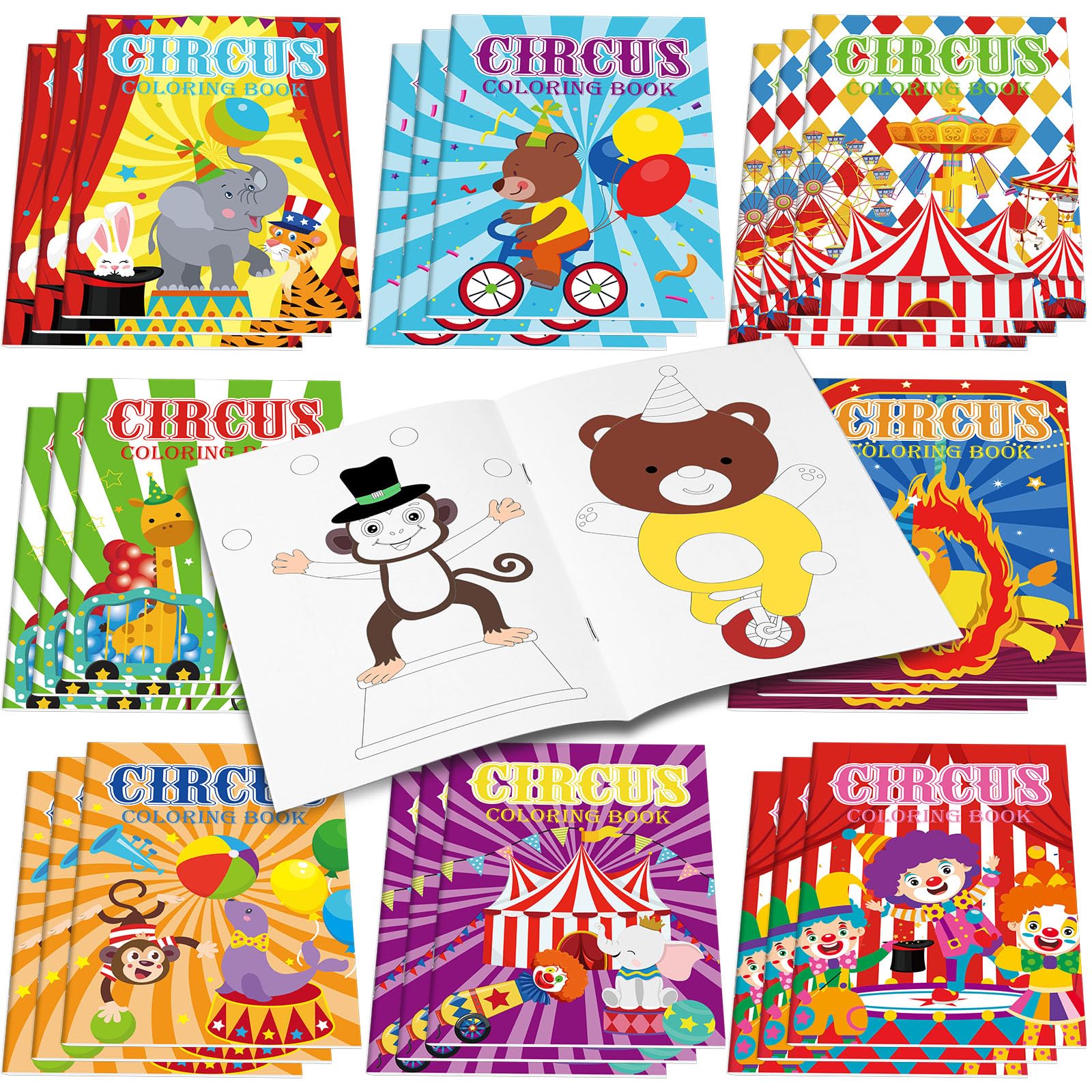 Faccito 24 Pcs Mini Circus Coloring Books Bulk Circus Painting Book Small Color Drawing Booklets DIY Drawing Activity Book Circu