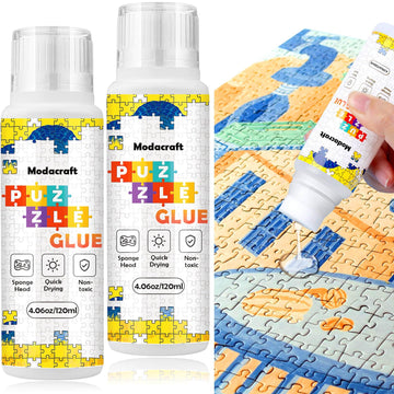 2 Pack 120Ml Jigsaw Puzzle Glue With New Sponge Head, Suitable For 1000/3000/5000 Pieces Of Paper And Wood Puzzle, Clear Water-S