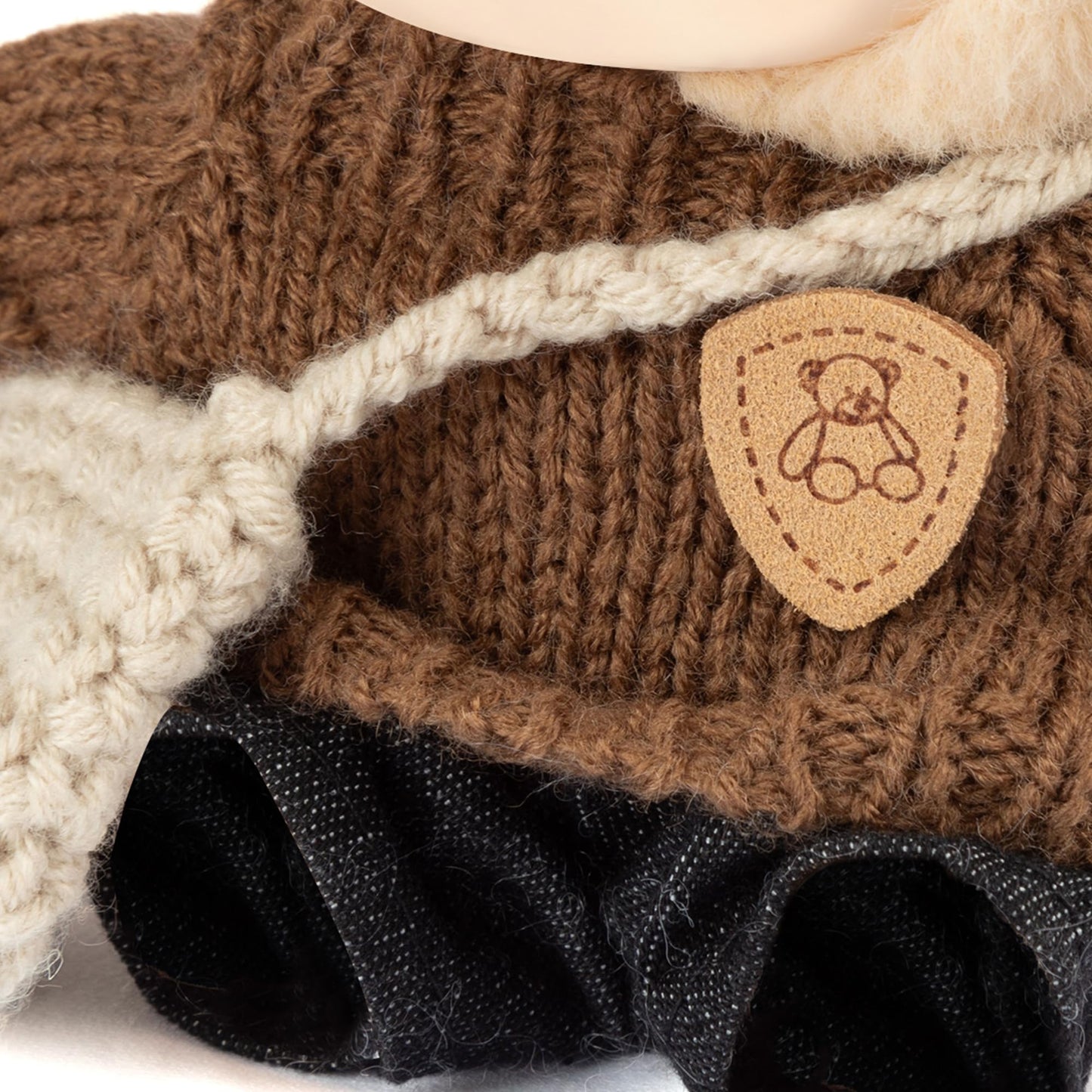 17cm Doll Clothes - Kawaii Chic Style Set for 17cm Dolls  enhanced Doll Outfit with Accessories - Khaki Wool Hat + Brown Romper + Black Jeans + Khaki Bag (NO Doll)