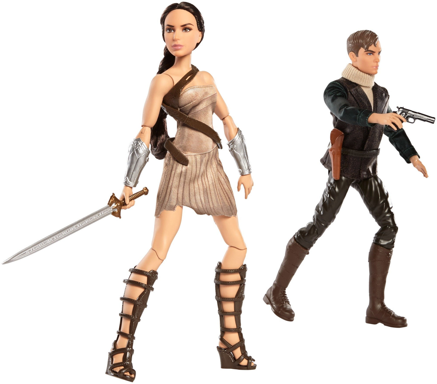 DC Collectibles Wonder Woman & Steve Trevor 2-Pack Figures, 12" Plastic Action Figures, Model FFB34