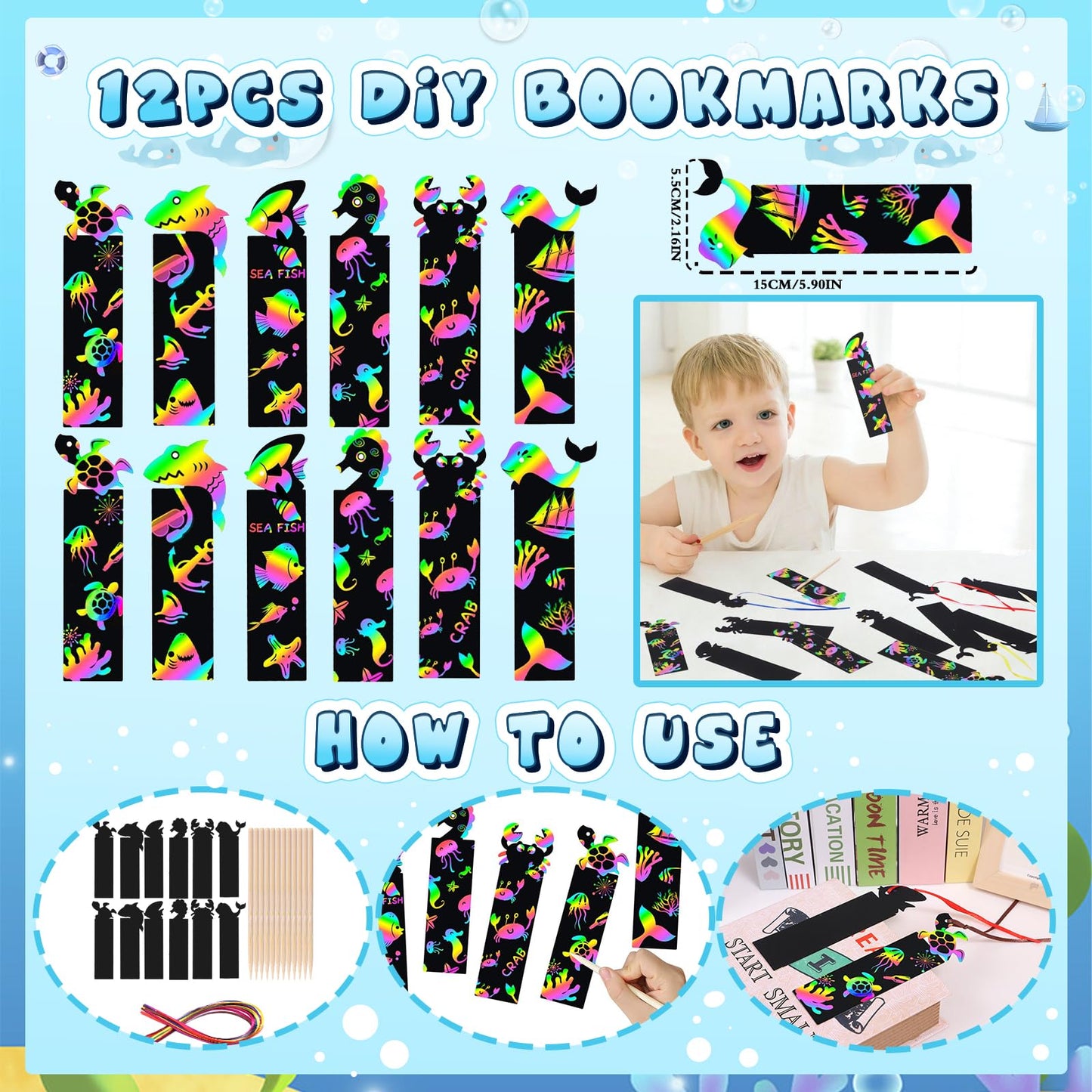 Winrayk 148Pcs Under the Sea Party Favors Birthday Supplies Kids Ocean Sea Animal Toy Gift Bag Squishy Bookmark Diy Sticker Stam