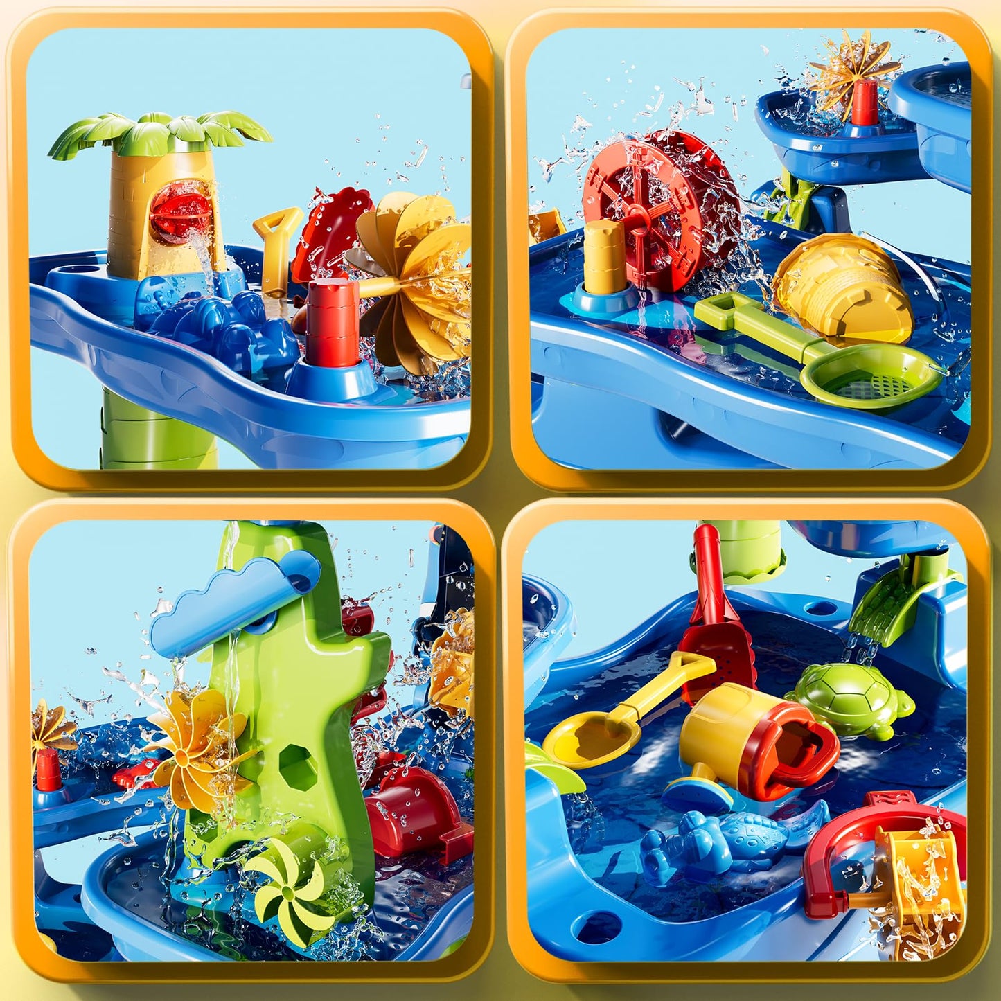5-Tier Water Table For Toddlers Kids 3-5 4-8, Sand And Water Play Set With Rain Showers Pond, Summer Outdoor Toys Beach Toys Wat