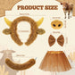Janinka 5pcs Halloween Highland Cow Costume Set for Girls Women Brown Cow Ears Horns Headband Bowtie Tail Tutu Skirt Animal Fanc