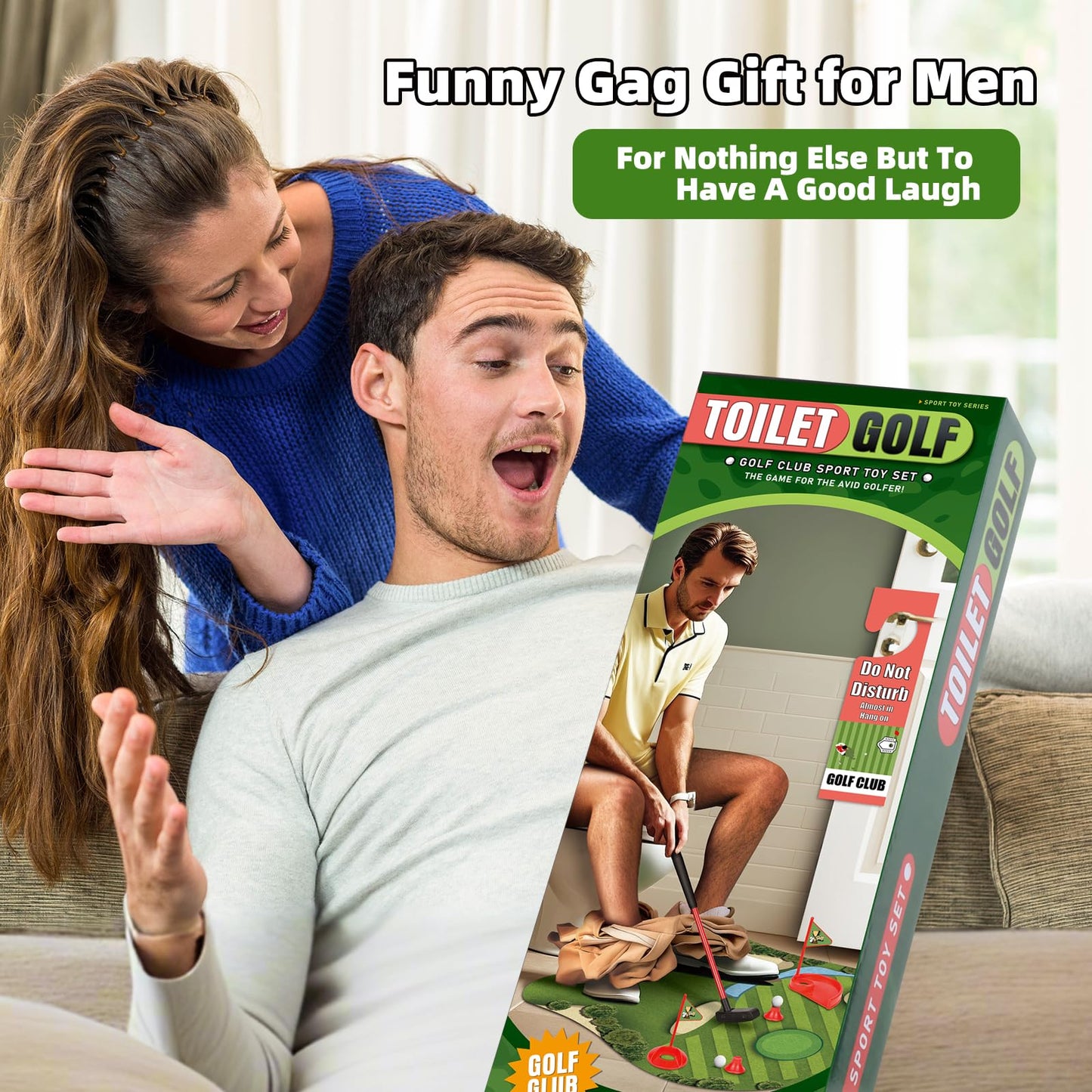 Kaelinda Toilet Golf Game - Funny Gifts For Men, Golf Gifts For Men, Funny White Elephant Gifts For Adults, Bathroom Golf Gag Gi