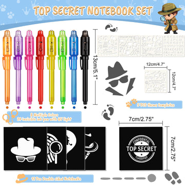 Inkipen Invisible Ink Pen 24Pcs+ Notebooks, Spy Pens With Uv Light, Magic Marker, Classroom Prize, Birthday Party Favors For Kid
