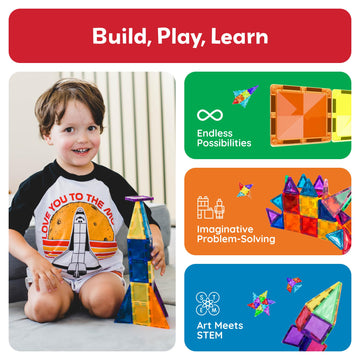 Picassotiles 120 Pieces Magnetic Tiles Building Blocks Mini Size Diamond Series Magnet Toys Travel Size On-The-Go Construction S