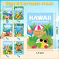 BWkoss Summer Activity Books for Kids-24Pcs Hawaii Mini Games Coloring Book Set Bulk Mazes Word Search Word Scramble Games Bookl