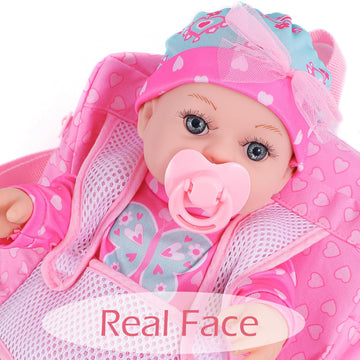 Dontno 12 Inch Baby Doll With Clothes And Backpack Carrier,Reborn Baby Doll With Bottles Nipple
