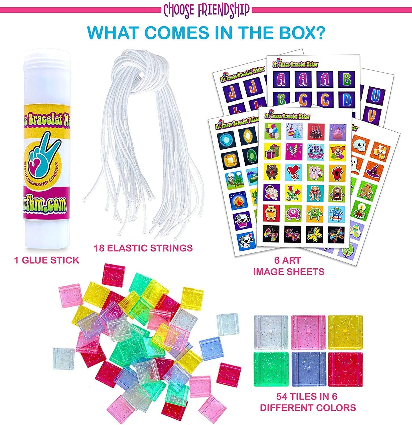 Choose Friendship, My Image Bracelet Maker Refill Kit, Jewelry Maker Kit for Kids, 200 items