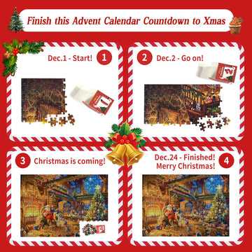 1000 Piece Puzzle For Adults Christmas Cabin Christmas Puzzle, Santa Claus Christmas Puzzles 1000 Pieces, Santa'S House 1000 Pie
