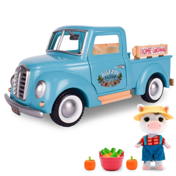 Honey Bee Acres Buzzby Farm Truck Vehicle Set, 10 Pieces, Plastic, Multi, Ages 3+ - Fun Miniature Doll Playset, Model 320913