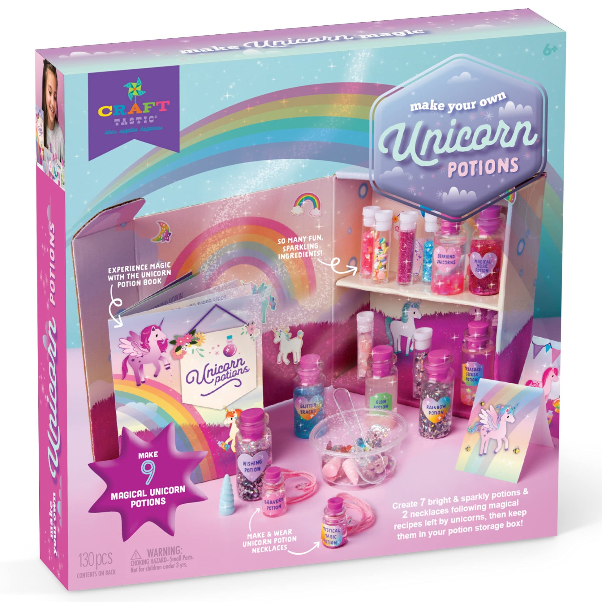 Crafttastic  DIY Unicorn Potions Craft Kit  Includes Book with Magical Recipes, Enchanted Ingredients, Cabinet & More  Arts 