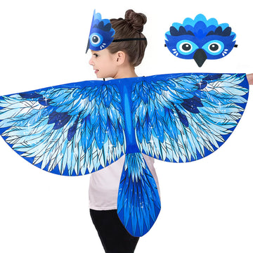 Irolewin Bird-Wings-Costume For Kids And Headband - Eagle-Parrot-Owl Dress-Up-Wings For Girls Boys Halloween-Party Favors (Black)