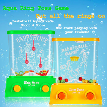 Lewtemi 60 Pcs Water Ring Toss Handheld Game Bulk Retro Pastime Games Handheld Toys Party Favor Basketball Fun Gifts, Without Water(Classic)