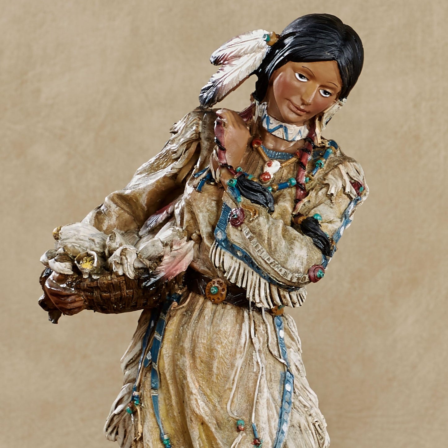 Touch of Class Native American Figurines Set of 2 - Multi Earth Tones Resin Decor for Living Room, Office Desk - Tribal Chief & Woman
