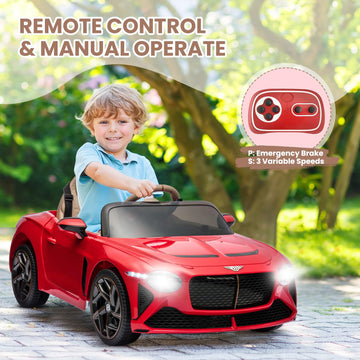 Hetoy 12V Kids Ride On Car, Licensed Bentley Bacalar Battery Powered Electric Vehicles W/Parent Remote Control, Scissor Door, 3
