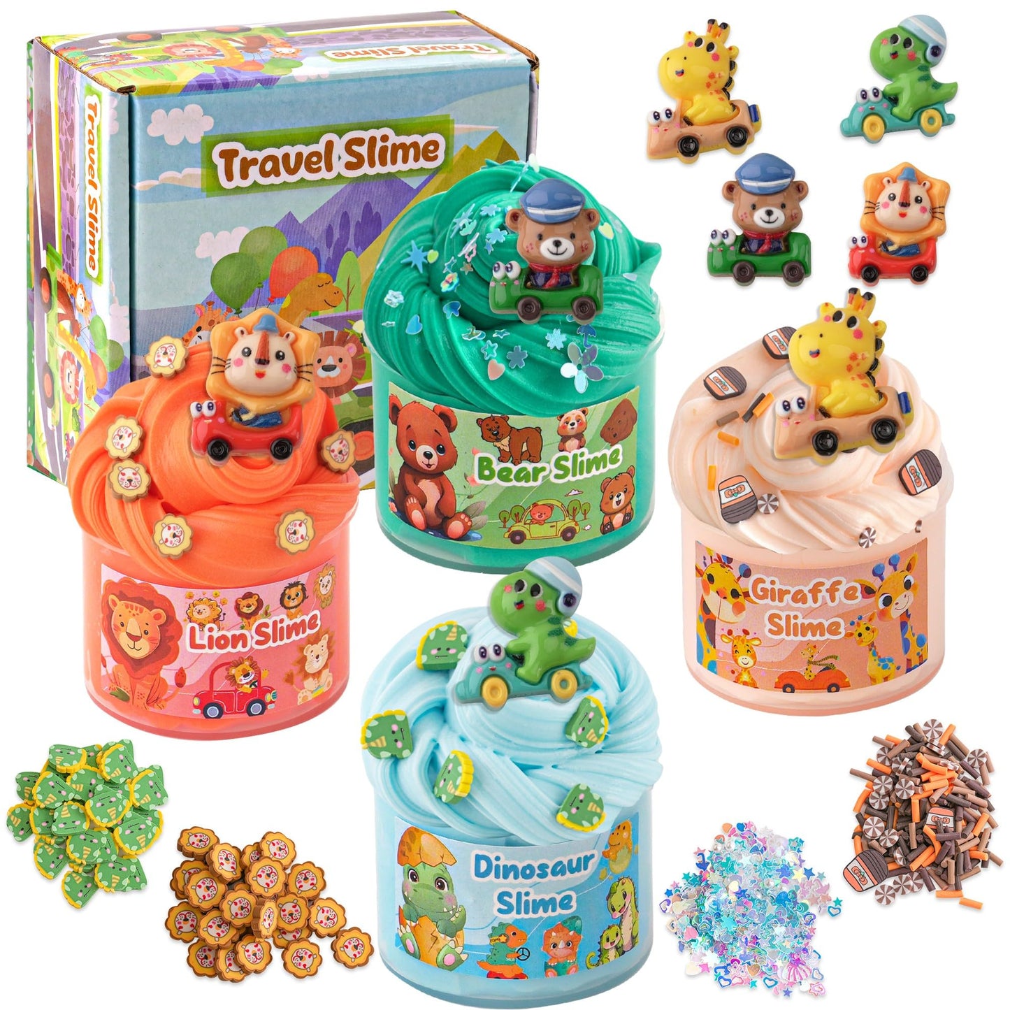 4 Pack Travel Butter Slime, Super Soft & Non-Sticky Slime Kit For Girls & Boys, Slime Party Favors For Kids, Sensory Toys Holida