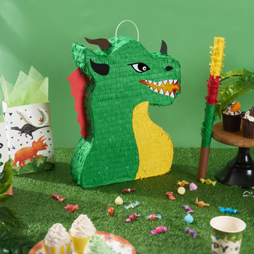 Wernnsai Dragon Piñata - Dinosaur Party Supplies Dino Piñata Bundle With Blindfold And Stick For Boys Kids Dragon Theme Birthday Party Game Decorations (15.5' X 10' X 3')