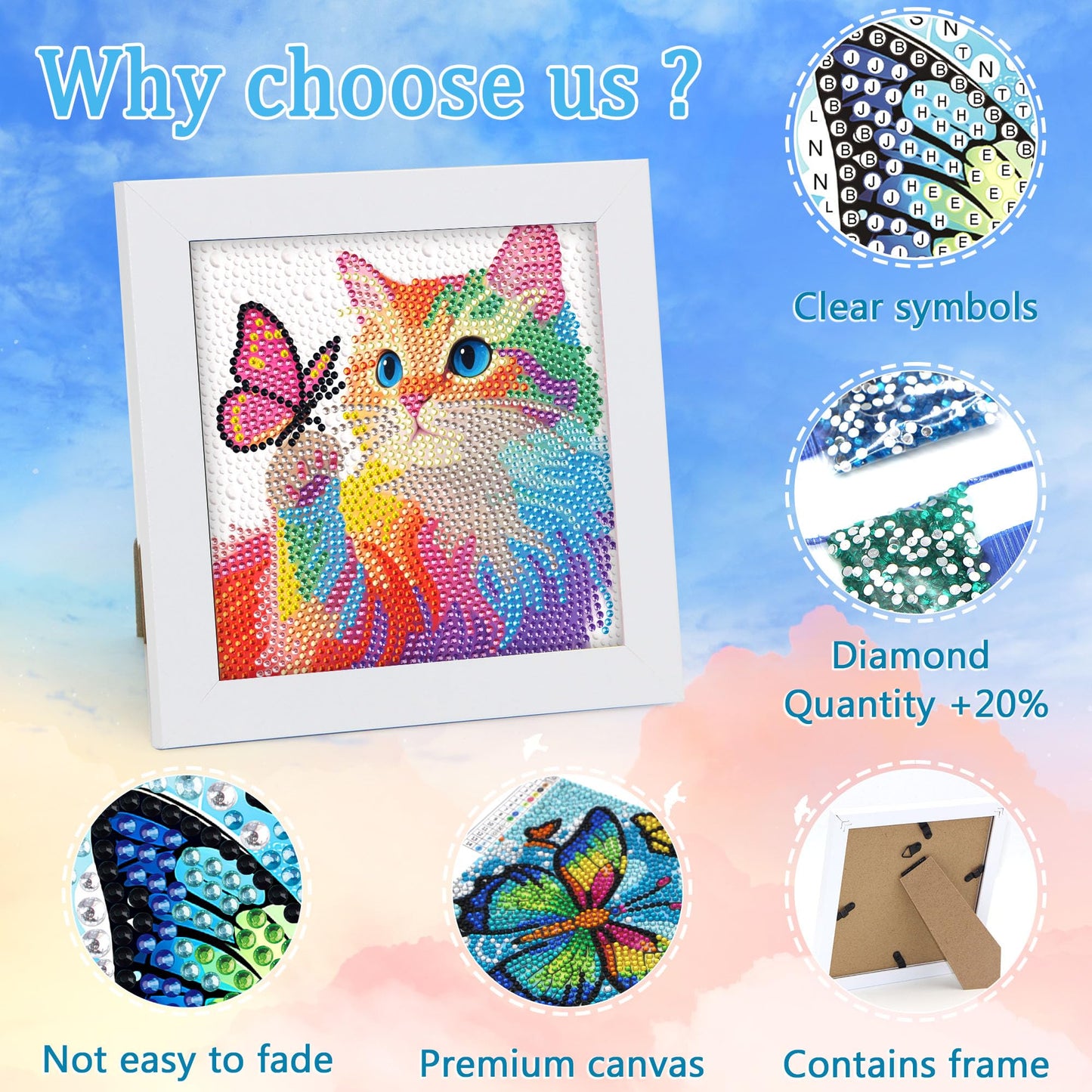 Libfx Diamond Art Kits for Kids with Frame Diamond Art for Girls Boys Beginners Arts and Crafts Ages 8-12 Birthday Gifts (Colorf