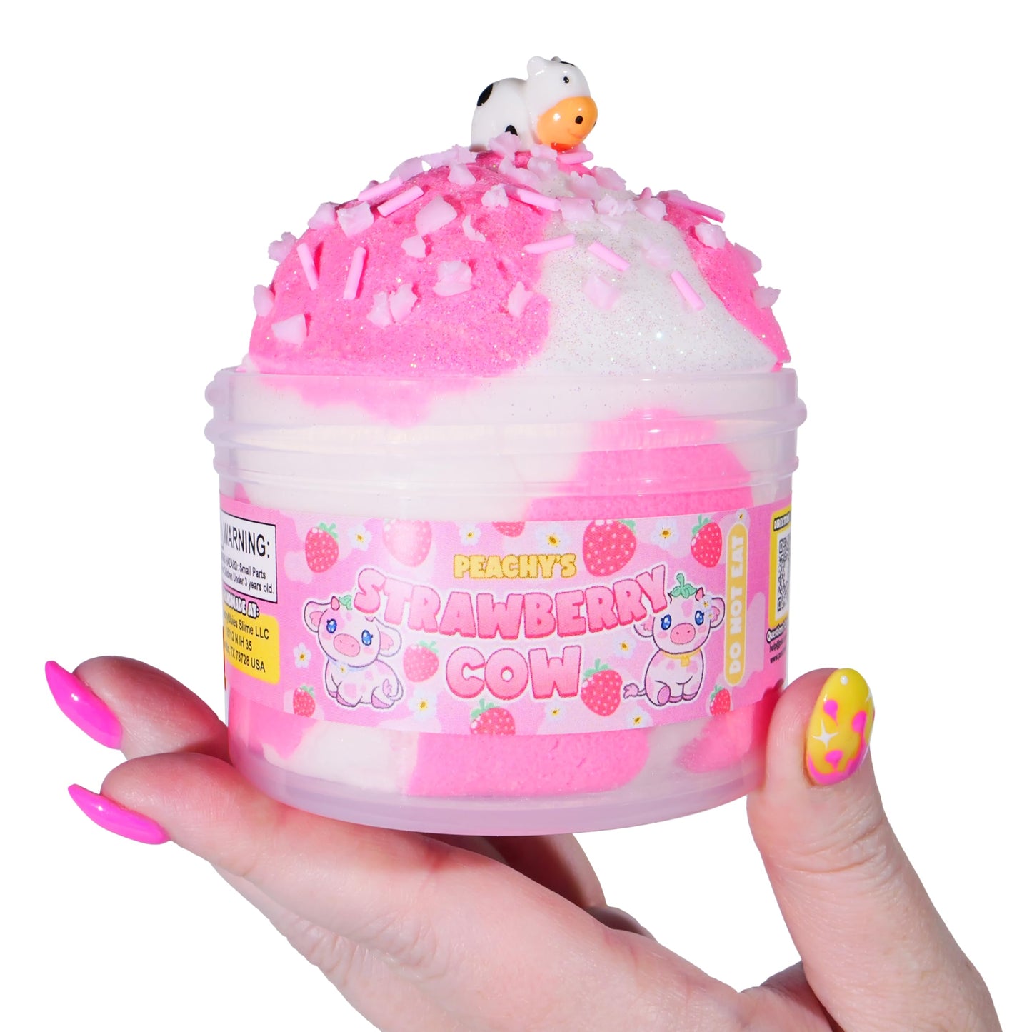 Peachybbies Slime Strawberry Cow Cloud Slime, Made In Usa Premium Slime, 100% Authentic Peachybbies, 7 Oz., Scented Slime For Ki