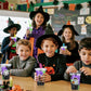 Qinyoung 24 Set Creative Halloween Classroom Favor Trick or Treat Plastic Cup with Lid Colorful Straw Sticker and Raffia Treat L