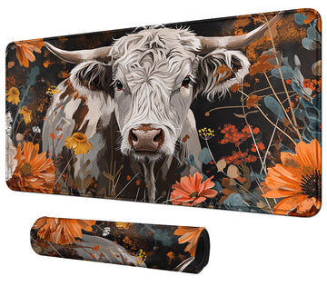 Cow And Flower For Mtg & Tcg Playmat Mouse Pad,Bfdhgqzc 24'' X 14'' Game Mat For Mtg/Rpg/Ccg Trading Card Game Playmats Table Ma