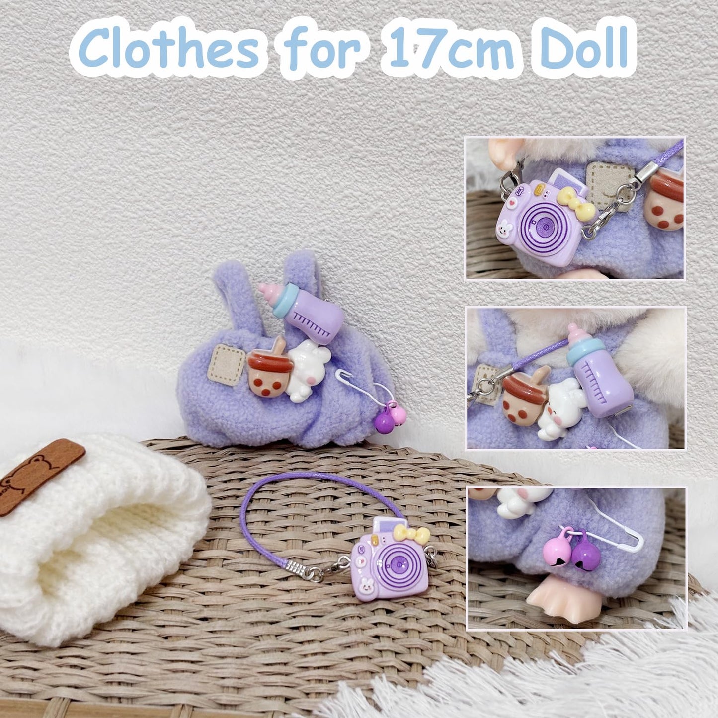 Clothes for 17cm Doll  Cute Outfit Set for 17cm Dolls  Adorable Dress-Up Accessories for (Pink Bottle)