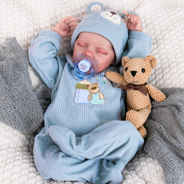 Aori Lifelike Reborn Baby Dolls 18 Inch Realistic Baby Doll Real Life Newborn Boy Doll Coming With Feeding Set & Gift Box
